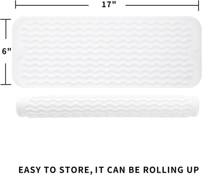 Silicone Dish Drying Mat for Multiple Usage,Easy clean,Eco-friendly,Heat-resistant Silicone Mat for Kitchen Counter,Sink,Bar,Bottle,or Cup Translucent M 17 inches x 6 inches