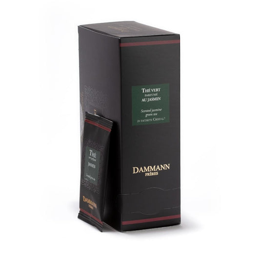 Dammann Freres Sachets, Vert Au Jasmin Tea Bags, Premium Gourmet French Jasmine Green Tea, Individually Wrapped, 24 Count (Single Pack)