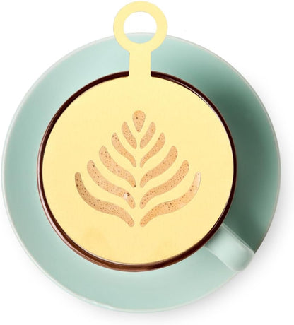 4Pcs Stainless Steel Coffee Stencils for Latte Art Easy to Clean Cappuccino Templates Milk Spray Tools for Home Decorating