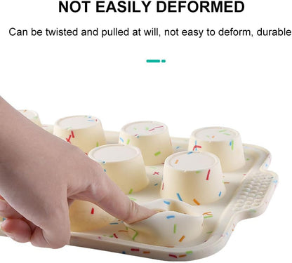 Silicone Muffin Pan,12 Cups Muffin Baking Pan with Handle Reusable Cupcake Baking Pan for Roasting Homemade Muffins, Cupcakes and Egg Bites(COLOR:Beige)