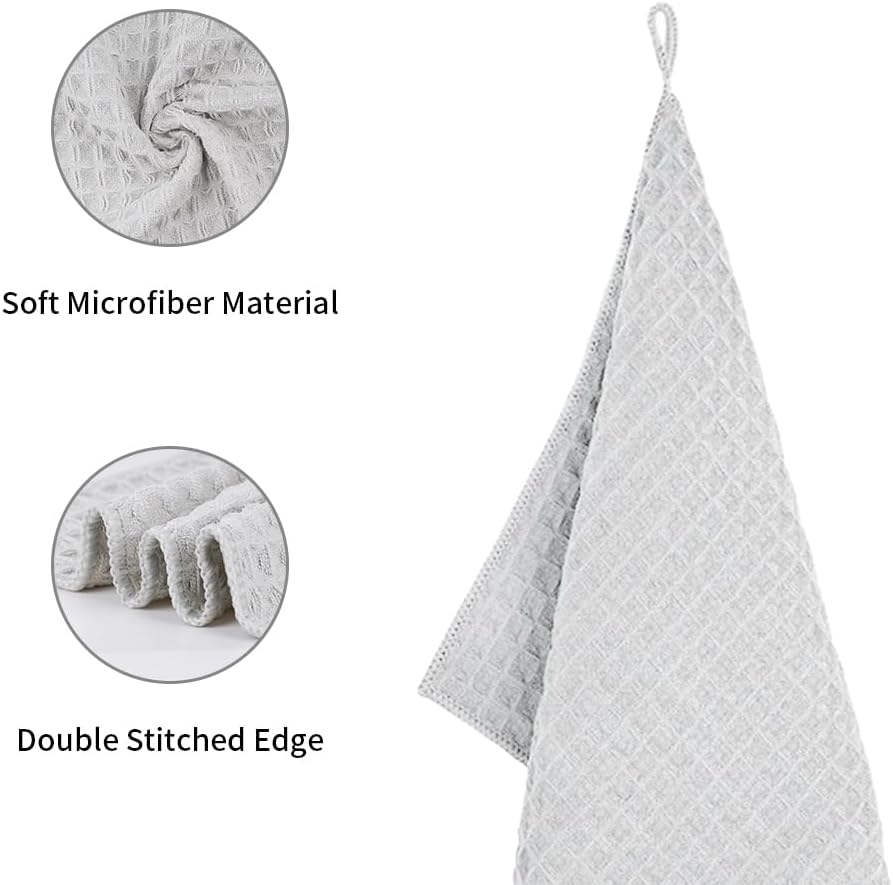 watchget Barista Micro Cloth 6 Pack, Microfiber Barista Cleaning Towels Microfiber Waffle Weave Kitchen Dish Cloth Coffee Bar Towel Coffee Machine Cleaning Cloth, Light Grey(12"x12")