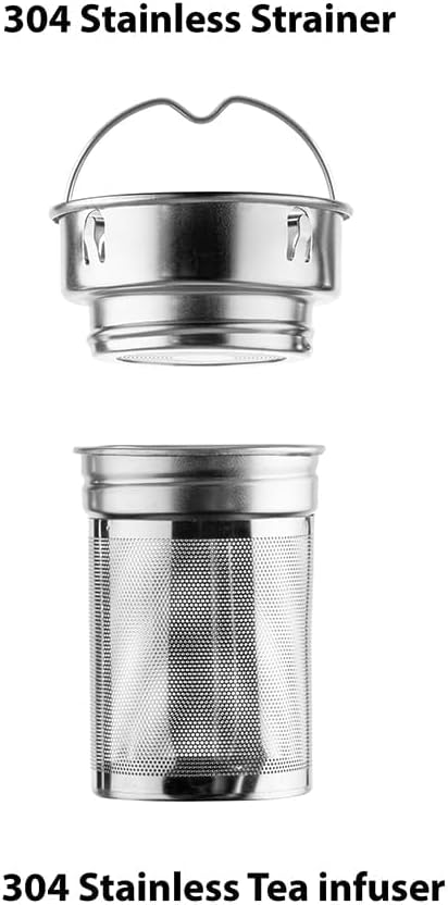 Glass Water Bottles with Stainless Tea Infuser 32oz, BPA-Free, Wide Mouth, Leakproof, Protective Sleeve, Borosilicate Glass for Tea and Fruit Infusions, Durable Travel Companion, Reusable Bottle