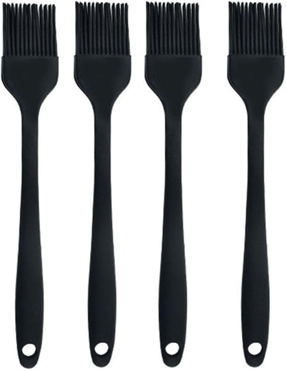 Silicone brush, Oil Brush for BBQ Kitchen Cooking Baking and Grilling (4 PCS,black)