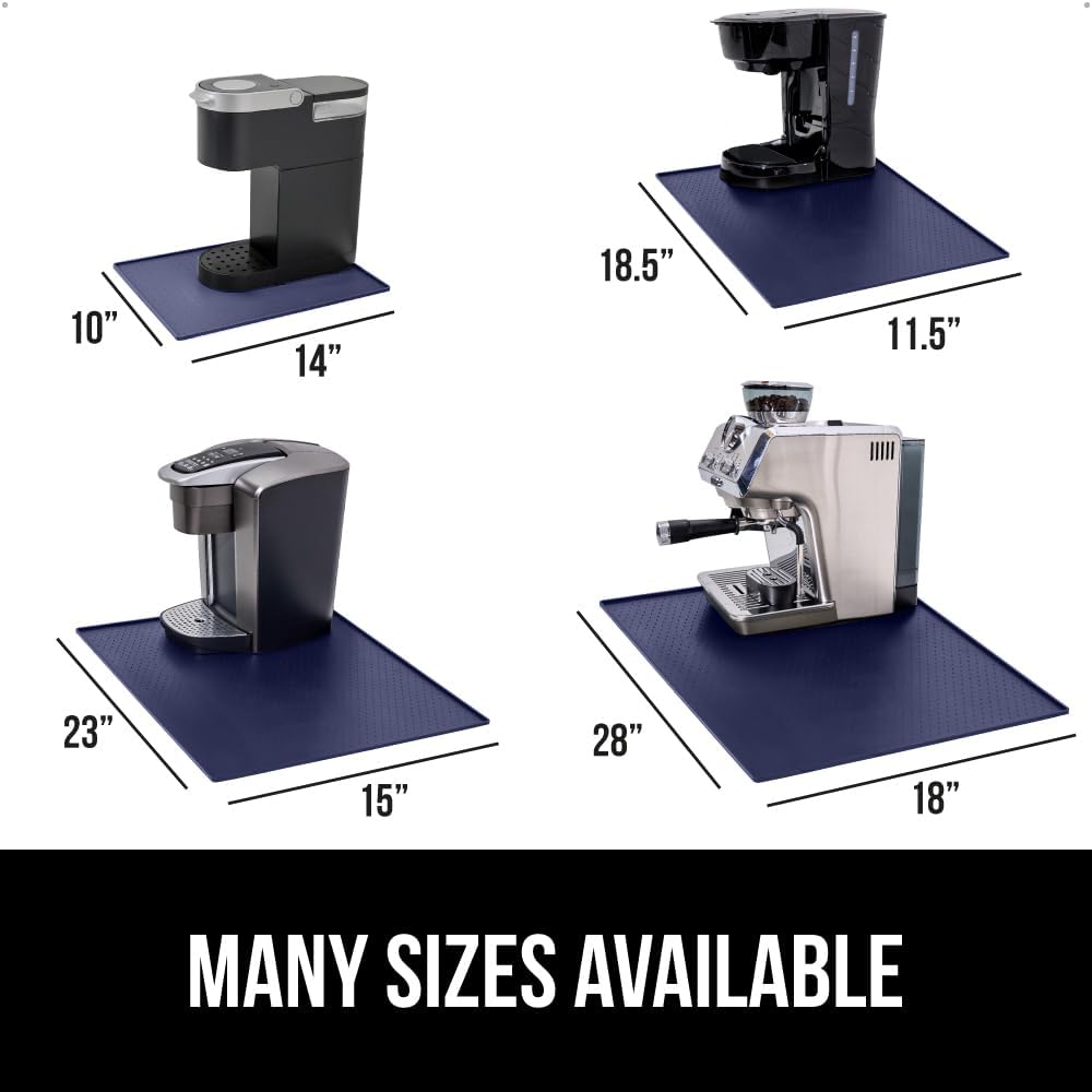GORILLA GRIP Silicone Coffee Mat, Espresso Drink Bar Station Accessories, Waterproof Heat-Resistant Dish Drying Mats, Stay in Place on Kitchen Counter, Home Kitchen Decor Essentials, 10x14, Navy