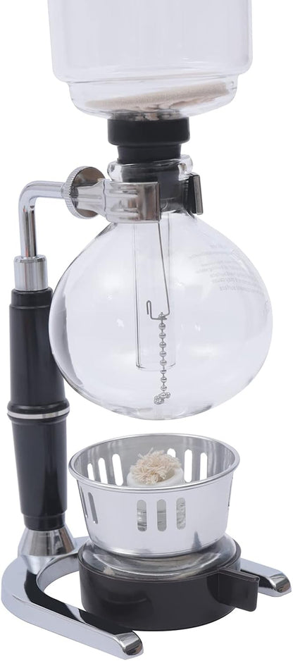 Glass Siphon Coffee Maker, 360ml Tabletop Glass Siphon Pot Glass Syphon Coffee Maker 3 Cups for Coffee Shop|Bar|Home Use, Black