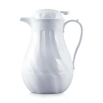 OCS Parts Easy Pour Thermal Coffee Carafe | 11-Inch Insulated Hot and Cold Beverage Pitcher Server for Coffee, Tea, Hot Chocolate and Water with Colored Tags for Easy Idenfication | 64-Ounce | White