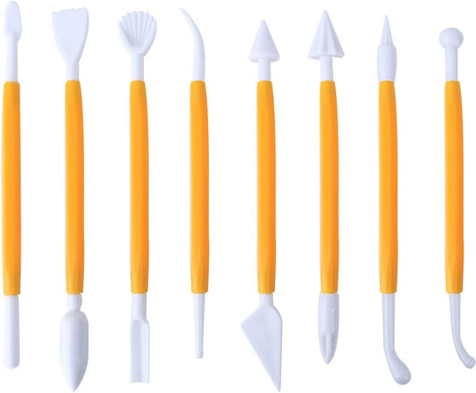Marshmallow Fondant Cake Decorating Hand Tool 12 Pcs 5 Sets Sugar craft Gum paste Icing Smoother Rolling Pin Trimmer Cutter Embosser Flower Scissor Modelling Accessories Supplies Kit Yellow