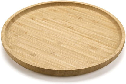 Round Bamboo Tray, Wood Serving Tray, Wooden Platter, Wood Charcuterie Board, Decorative Tray for Coffee Table, 11.8 inch