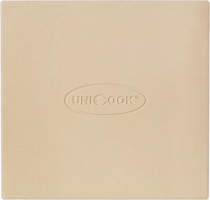 Unicook Pizza Stone for Oven and Grill, Square Baking Stone 12 Inch, Cordierite Cooking Oven Stone, Thermal Shock Resistant Pizza Pan for Pizza, Bread, Including Dough Scraper