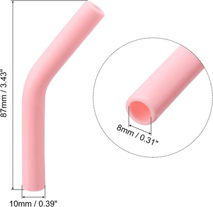uxcell 12pcs Silicone Straw Tips, Silicone Straw Elbows Tip, Soft Reusable Metal Straw Covers Fit for 8mm/0.31" OD Stainless Steel Straws, Light Pink