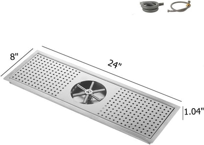 BRONCHO 24" x 8" High-Pressure Automatic Cup Washer | 304 Stainless Steel Sink Rinser with Integrated Drip Tray | for Commercial & Home Use