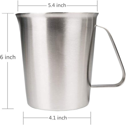 Measuring Cup, Stainless Steel Measuring Cup (48 Ounce, 1.5 Liter-6 Cup), Heavy- Duty Frothing Pitcher, Milk Frothing Pitcher Milk Frother Cup with Marking with Handle for Espresso Machines