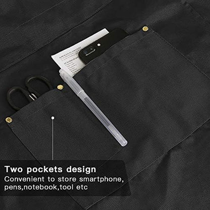 Mignongirl Crossback Apron with Pockets x2,Split Apron with Adjustable Straps,M-XXL