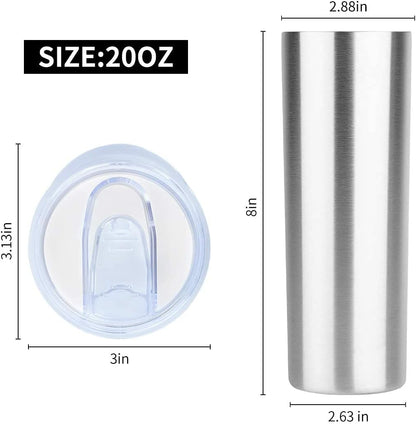 HASLE OUTFITTERS 20 oz Skinny Tumblers Bulk Set, Stainless Steel Insulated Slim Tumblers with Lids, Reusable Double Wall Travel Coffee Mugs, Durable Powder Coated Travel Water Cups(12)