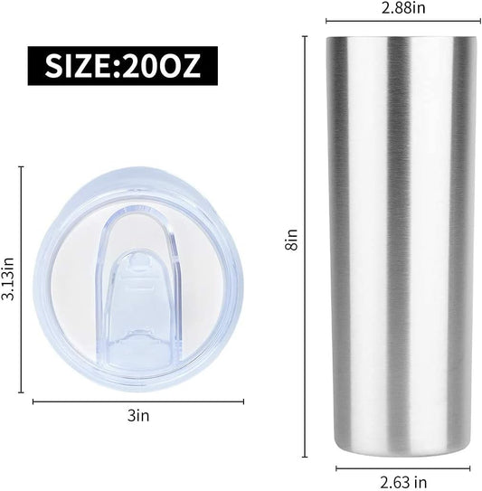HASLE OUTFITTERS 20 oz Skinny Tumblers Bulk Set, Stainless Steel Insulated Slim Tumblers with Lids, Reusable Double Wall Travel Coffee Mugs, Durable Powder Coated Travel Water Cups(12)