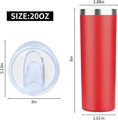 HASLE OUTFITTERS 20 oz Skinny Tumblers Bulk Set, Stainless Steel Insulated Slim Tumblers with Lids, Reusable Double Wall Travel Coffee Mugs, Durable Powder Coated Travel Water Cups(Red, 12)