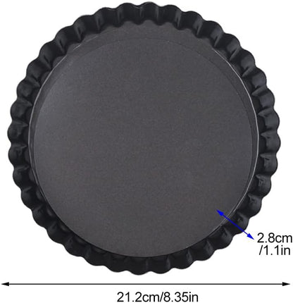 CALIDAKA Tart Pan Non-Stick Carbon Steel Quiche Pan Removable Bottom Pie Pans for baking Quiche Baking Dish(SIZE:8inch)