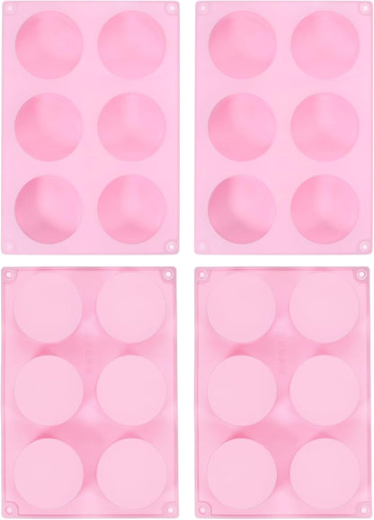 uxcell 4pcs Silicone Muffins Pan, 6 Cup Silicone Cupcake Pan Nonstick Baking Tray for Muffins, Cupcakes, Dishwasher Safe, Pink