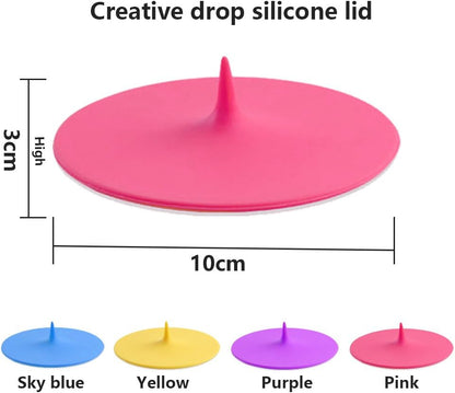 Silicone Cup Covers (Set of 4) ， Multicolored Silicone Lids for Mugs, Cups, Tea Pots,Flexible Mug Covers，Hot Cup Lids for Coffee & Tea
