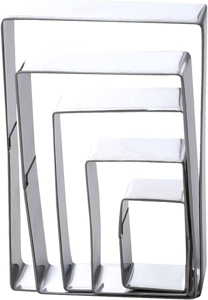 5Pcs Rectangle Cookie Cutter Set, Stainless Steel Biscuit Baking Molds Fondant Cake Cookie Cutter Rectangle Shaped Cutter