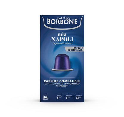 Caffe Borbone Aluminum Coffee Pods Compatible with Nespresso Original Machines, Mia Napoli, Medium Roast, Bold and Intense, Genuine Italian Coffee - 50 Count