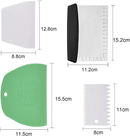 Dough Scraper Plastic Bench Scraper, Dough Scraper Tool Dough Cutter, Flexible Bench Scraper for Making Bread Pizza, 4 PCS