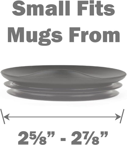 Reusable Coffee Cup Silicone Lid – Fits Most Tumbler, Water Bottle, & Ceramic Coffee Mug Between 2⅝”-2⅞" – Dishwasher-Safe Travel Mug Lid keeps your beverage in your mug (Small - Grey)