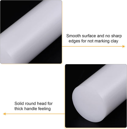 HARFINGTON Acrylic Clay Roller 6 Inch x 1 Inch Solid Non-Stick Plastic Round Tube Roller Polymer Clay Rod Fondant Rolling Pin for Shaping, Sculpting, Modeling DIY Crafts, White