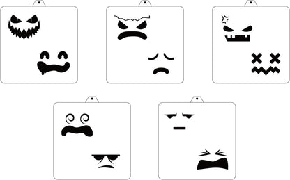 Halloween Ghost Faces Cookie Cutter and Stencil Set Bundle Kit PYO Cookies Paint Your Own Diy Bakery Fondant Sugar Happy Birthday Wedding Baby Candle Kids Painting Coloring Pages Comb (Ghost Faces)