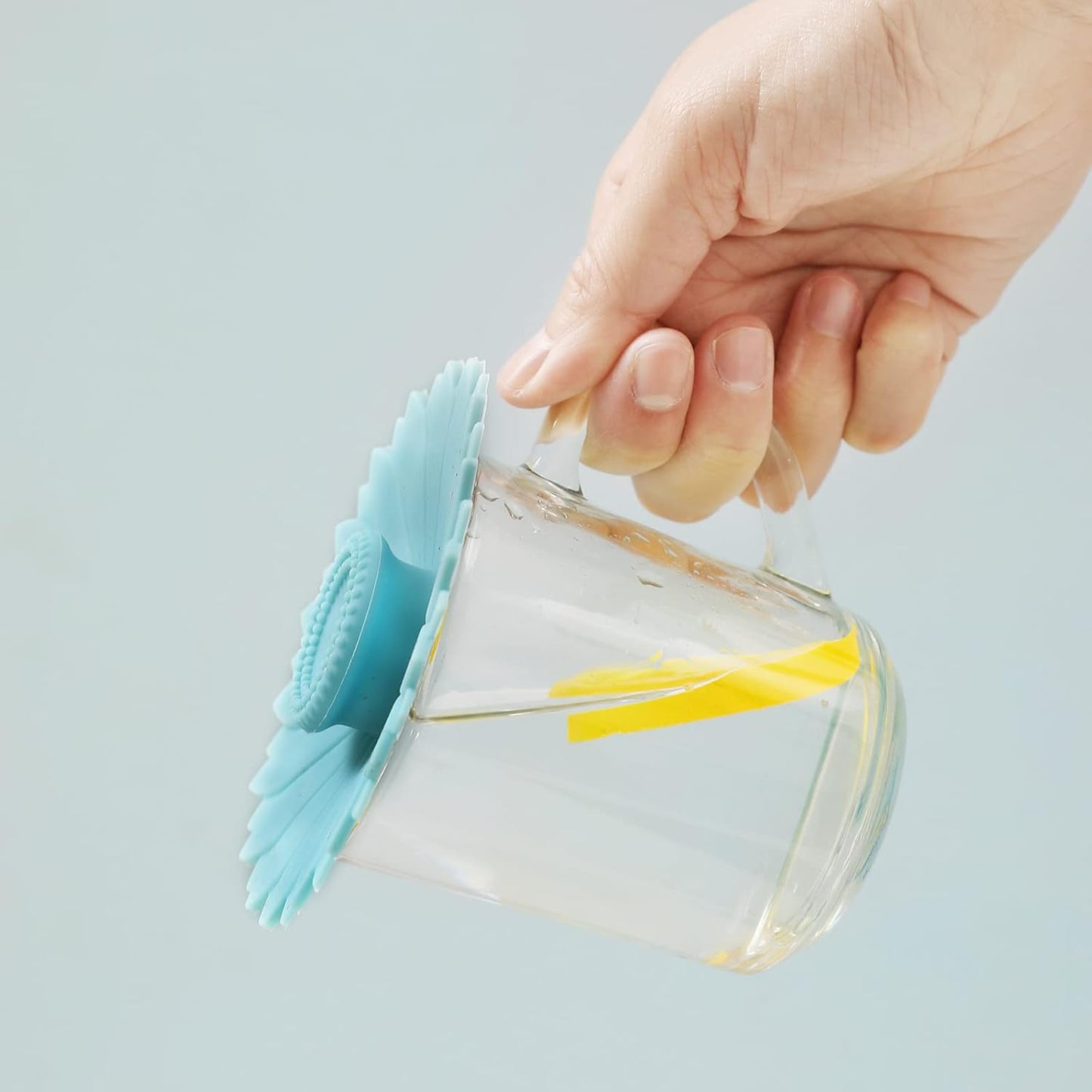 Sunflower Silicone Cup Covers (Set of 3) ， Multicolored Silicone Lids for Mugs, Cups, Tea Pots,Flexible Mug Covers，Hot Cup Lids for Coffee & Tea