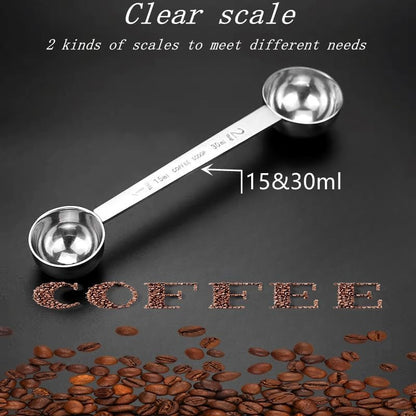 CoaGu Stainless Steel Coffee Scoop: Dual-Measure 1 Tbsp & 2 Tbsp Long Handle Tablespoon for Precise Scooping from Large Coffee Bags or Baking Ingredients