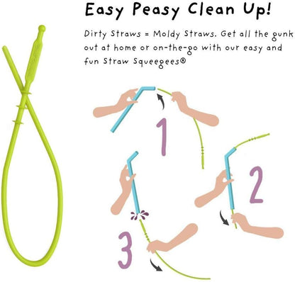 Premium Reusable Silicone Drinking Straws + Patented Straw Squeegee - 9” Long With Curved Bend for 20/30/32oz Tumblers - Neutral Pastel Colors, BPA Free, Flexible, Bendy