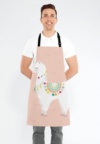 Cute llama Apron for Women and Men, Adjustable Kitchen Chef Apron for Cooking Baking - Cute Birthday, Anniversary, Mother's Day Apron Presents for Mom Wife Girlfriend Aunt Grandma