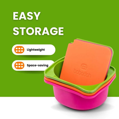Babadoh Pizza Dough Proofing Silicone Containers with Lids | Pizza Making Accessories | The Perfect Pizza | Set of 3 | Multi Bright (1 Berry, 1 Orange, 1 Lime) | Original Size (make 12" Pizzas)