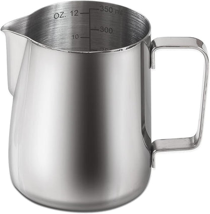 homEdge Espresso Steaming Pitchers 12 OZ / 350ml, Stainless Steel Frothing Pitcher with Measurement Scale