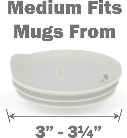 Reusable Coffee Cup Silicone Lid – Fits Most Tumbler, Water Bottle, & Ceramic Coffee Mug Between 3"-3¼" – Dishwasher-Safe Travel Mug Lid keeps your beverage in your mug (Medium - Stone)