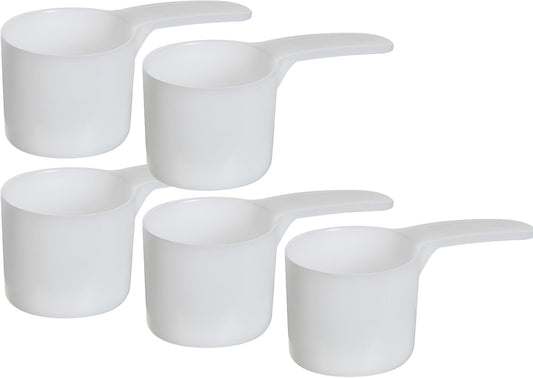 70 mL Plastic Measuring Packaging Scoop (=70 cc/ = 4.73 Tablespoon/ = 2.37 fl oz/ = 0.3 Cup), Meidum Handle - to Measure and Dispense Spices, Granules, Powders, for Seeds Packing (5)