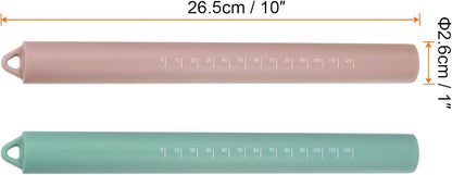 HARFINGTON 2pcs Silicone Rolling Pin 10" Stainless Silicone Surface Non-Stick Stainless Steel Inner Core Dough Roller Kitchen Roller for Baking Pastry Pizza Fondant Bread, Pink,Green