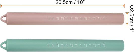 HARFINGTON 2pcs Silicone Rolling Pin 10" Stainless Silicone Surface Non-Stick Stainless Steel Inner Core Dough Roller Kitchen Roller for Baking Pastry Pizza Fondant Bread, Pink,Green