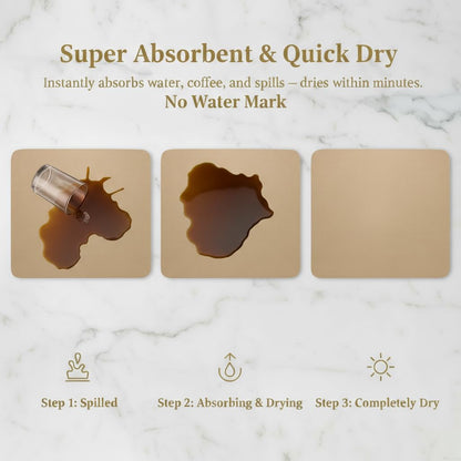 Dish Drying Mat Super Absorbent – 16" x 18" Coffee Mat for Countertops – Non-Slip Drying Mat for Kitchen Counter – Easy to Clean Water Absorbent Mat – Large Dish Drying Mats (Chowning's Tan)