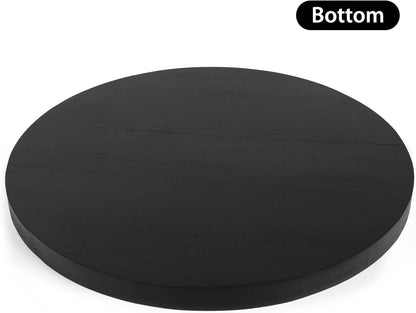 Round Ottoman Tray for Coffee Table Living Room Wood Serving Tray Large Wooden 24 Inches Black
