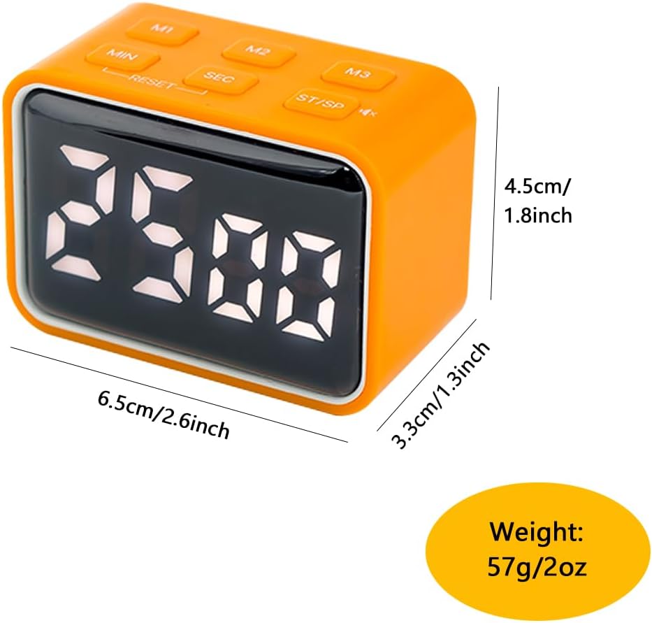 Digital Mini LED Timer, Rechargeable LED Countdown/Up Timer, 3 Pre-Set Memory Time Loud Alarm ON/Off Function, Ideal for Homework, Cooking, Classroom, Office, Kids Students (White)