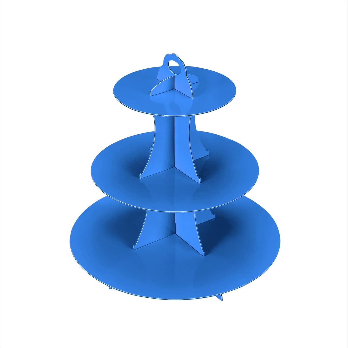 3-Tier Cupcake Stand, Cake Stand holder, Tiered DIY Cupcake Stand Tower for Dessert Table Displays, Birthday Theme Party Favors Decoration, Floral Tea Party, 12" W x 12.8" H, Blue