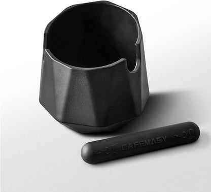 Coffee Knock Box Espresso Grounds - CAFEMASY Home Use Epsresso Accessories Unique Design Diamond Shape Mini Knock Box with Espresso Cleaning Brush