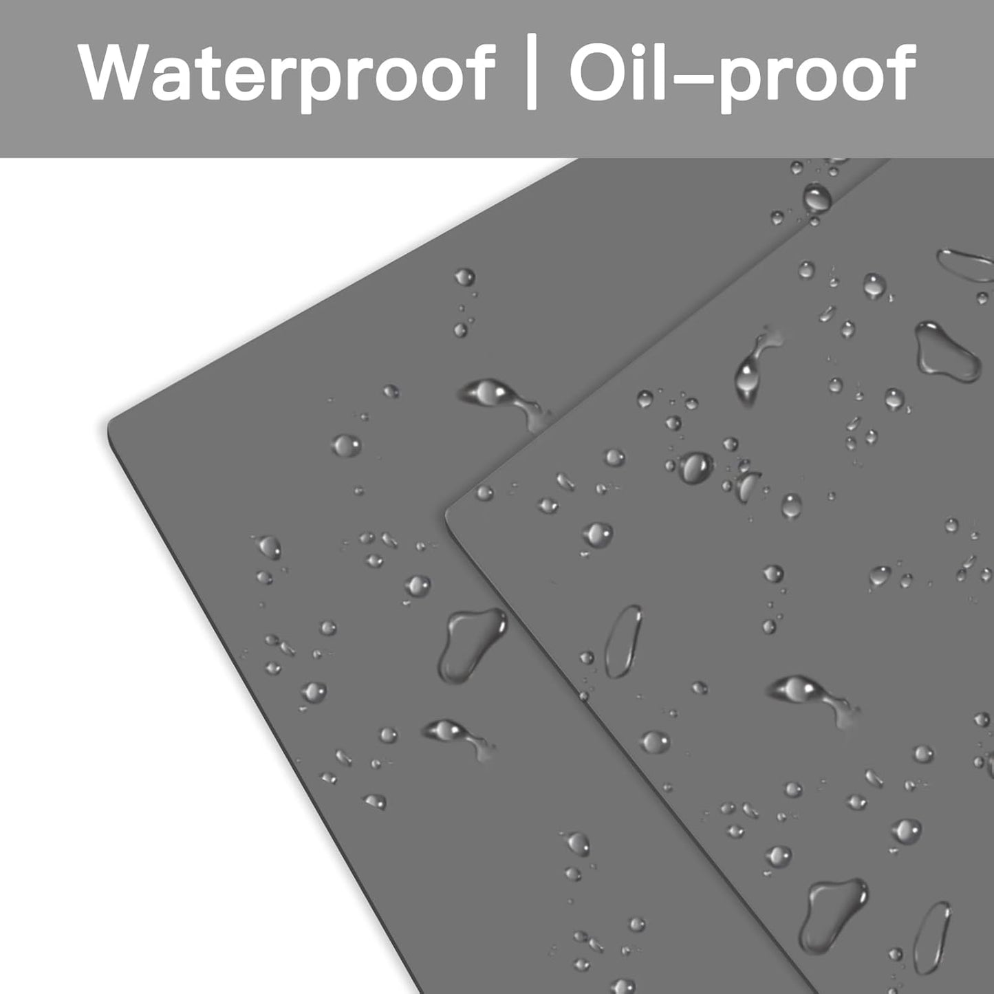 2MM Extra Thick Silicone Mats for Kitchen Counter, 23.6" x15.7" Non-Slip Waterproof Large Countertop Protector, Heat Resistant Mat, 2 Pack Silicone Craft Mat, Semitransparent