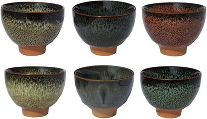 Better-Love 6PCS Handmade Ceramic Espresso/Tea/Sake Cup Gift Set (2.5oz) - 6 Colors, Chinese Pottery Teacups & Japanese Style Cups