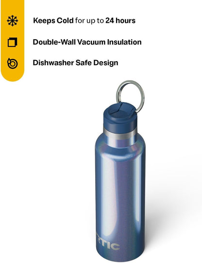 RTIC 20oz Journey Bottle Metal Stainless Steel Vacuum Insulated, BPA Free, Reusable, for Water, Hot and Cold Drinks, Travel, Sports, Camping, Pond Glitter