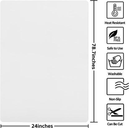 Silicone Mats for Kitchen Counter, Nonslip Silicone Mats for Crafts Countertop Protector Heat Resistant Mat (78.7” x 24” x 0.08”, Translucent)