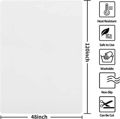 Extra Large Silicone Mat,Silicone Mats for Kitchen Counter Island Dinner Table Countertop Protector Heat Resistant Mat (120” x 48”, Translucent)