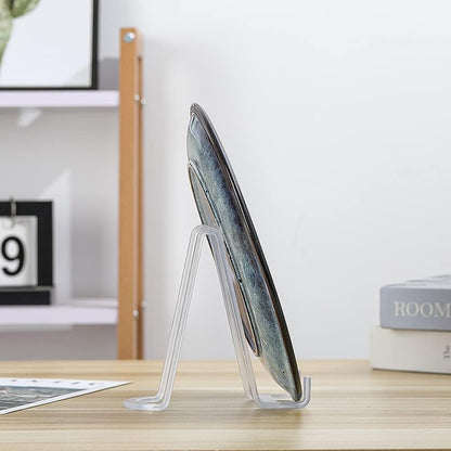Plate Stands for Display - Plastic Easel Stand Plate Holder Display Stand Picture Frame Stand for Pictures | Photo|Decorative Plate |Dish | Tabletop Art - 6 inch-Clear